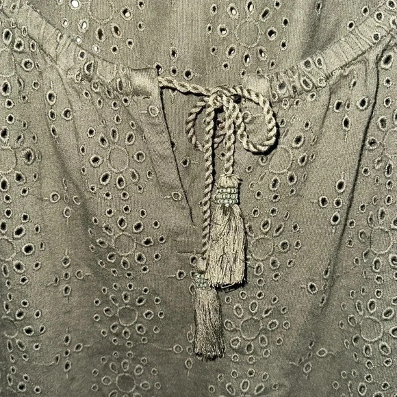 J. Jill Olive Green Eyelet Blouse Size Large - Picture 8 of 8